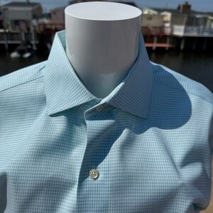 Brooks Brothers Aqua Check Dress Shirt